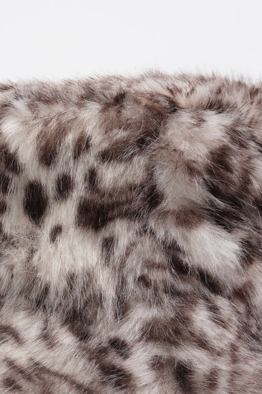 Grey leopard fur hat
