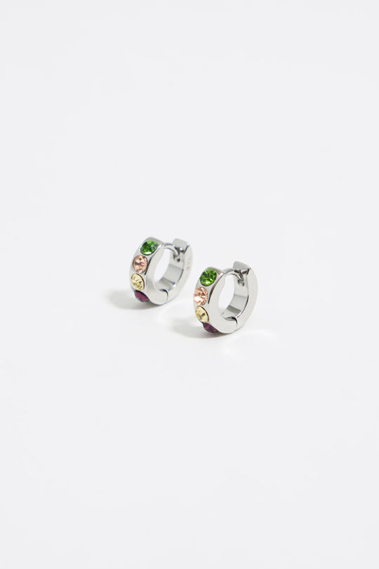 Golden mini hoop crystals earrings