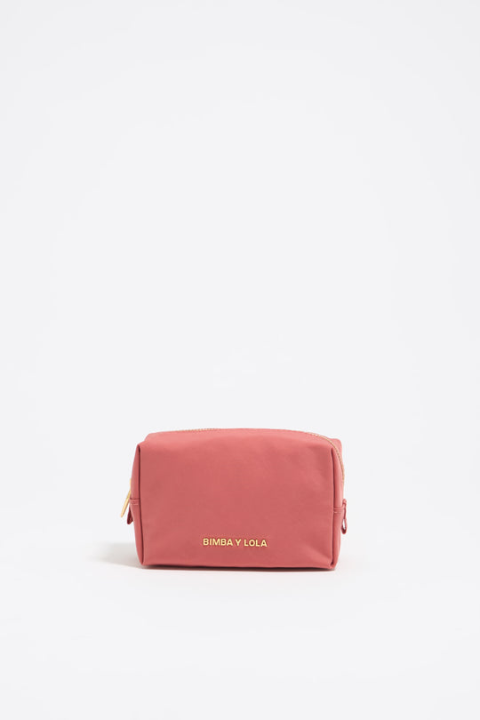 Small pink nylon make-up case