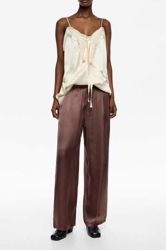 Brown darted jogger trousers