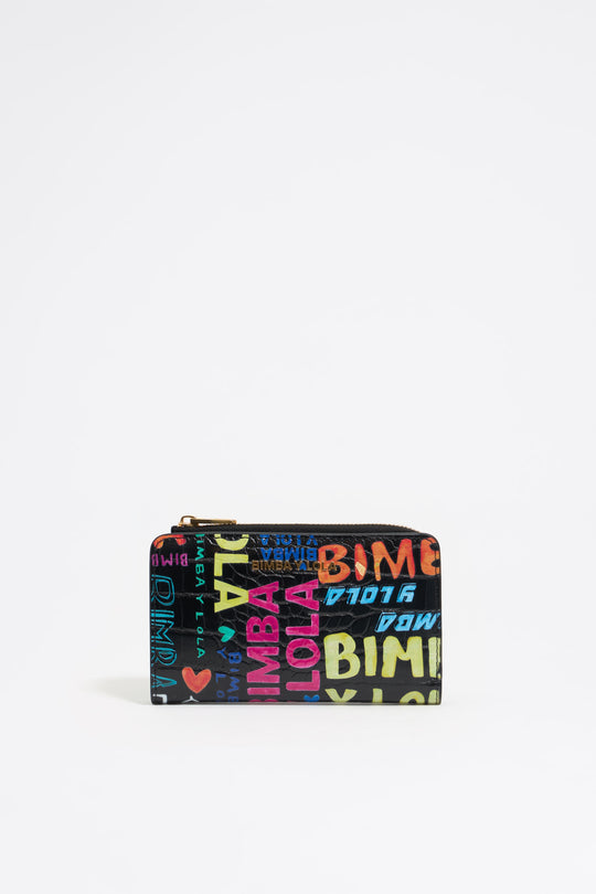 Black mock croc BIMBA logos purse - MYHOLDAL LEBANON