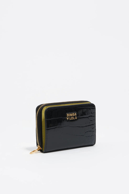 Black mock croc flap purse - MYHOLDAL LEBANON