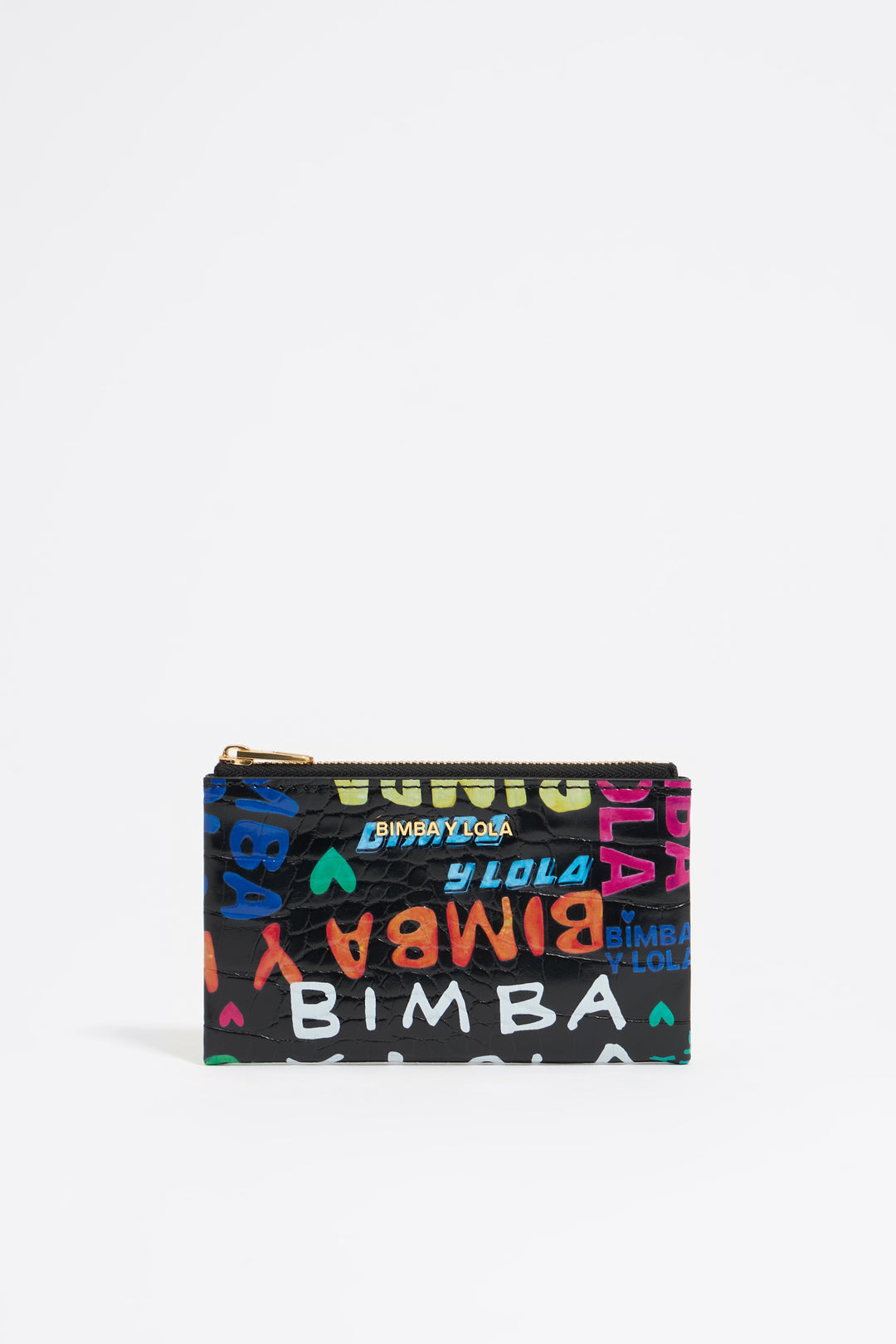 Black mock croc BIMBA logos card holder