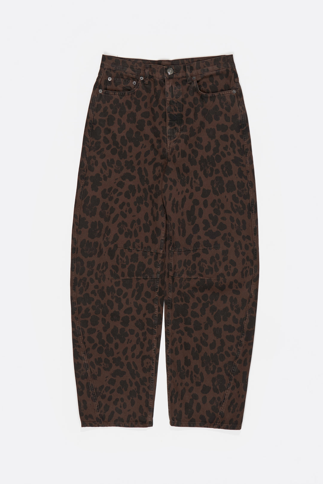 BARREL - Dark brown Leopard Big jeans