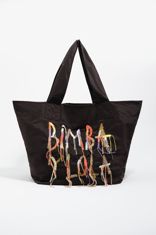Charcoal nylon shopper bag