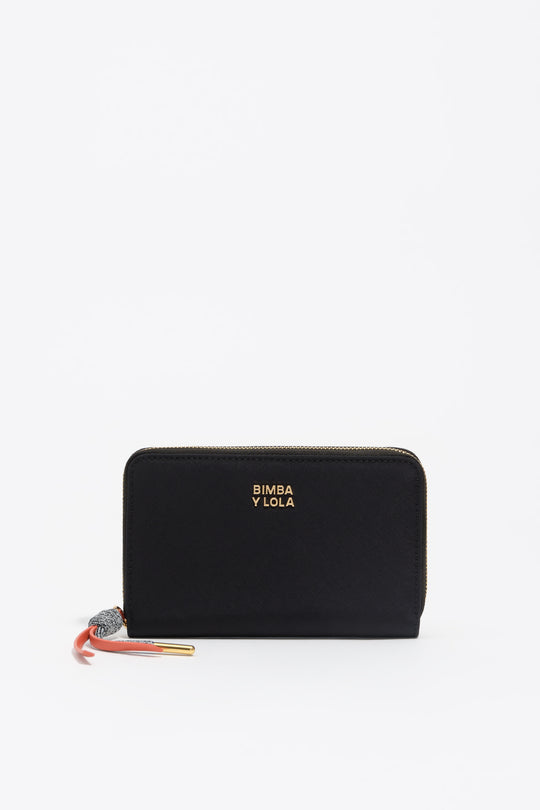 Medium black leather horizontal wallet