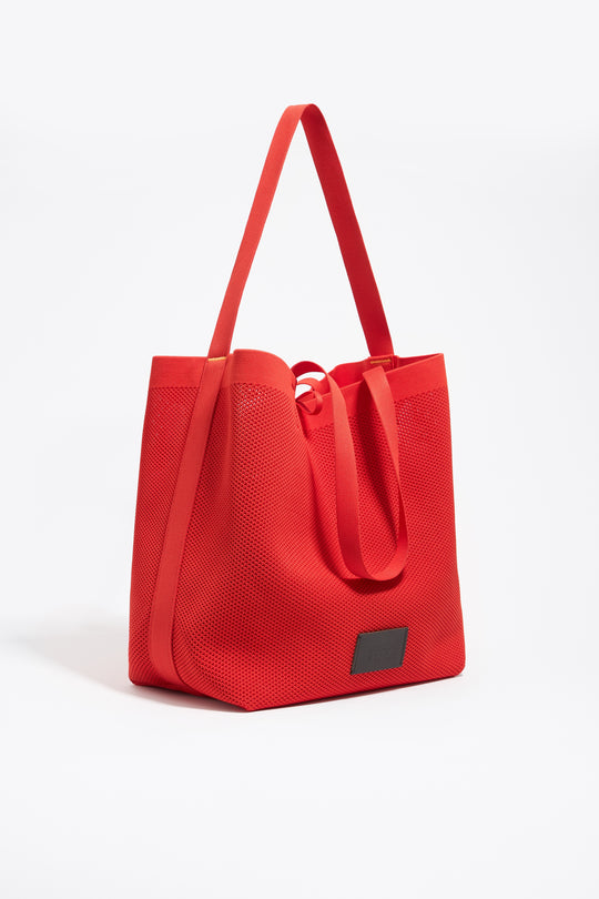 Large tomato Flyknit shopper bag