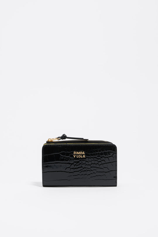 Shiny black textured purse