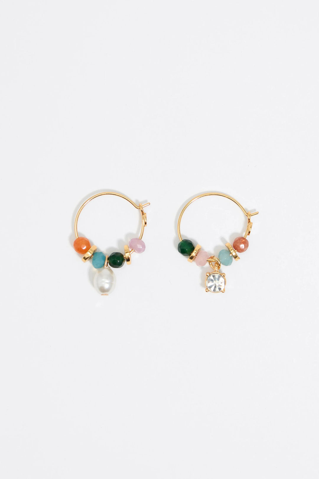 Multicolor stones hoop earrings