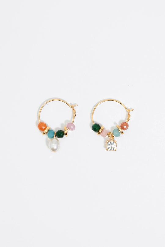 Multicolor stones hoop earrings