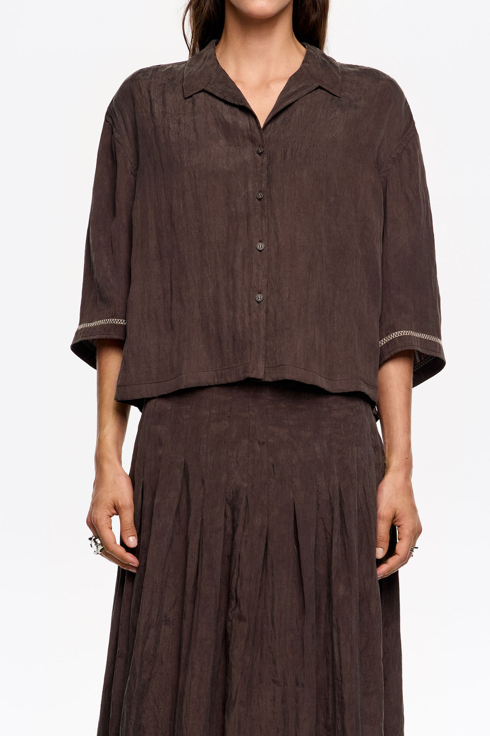 Brown adjustable armhole shirt