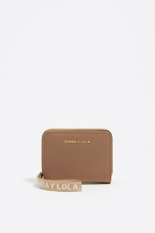 Bark brown nylon flap purse