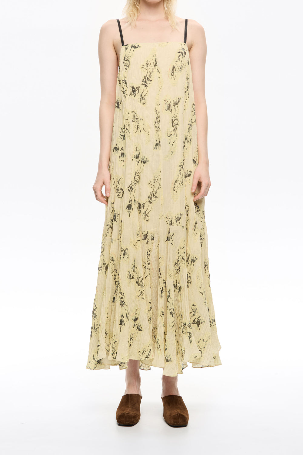 Light yellow Notebook pleated asymmetric dress