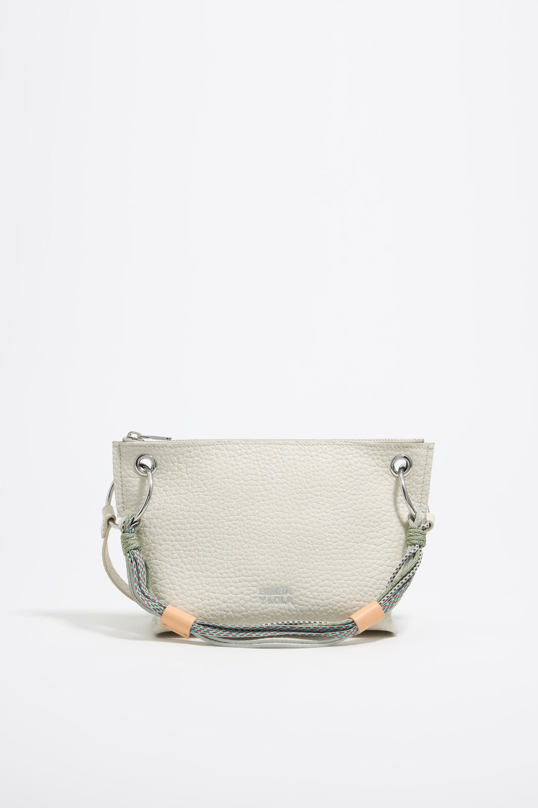 Medium off-white leather trapezium bag