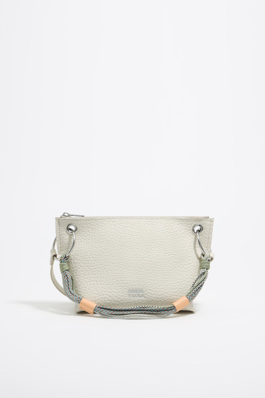Medium off-white leather trapezium bag