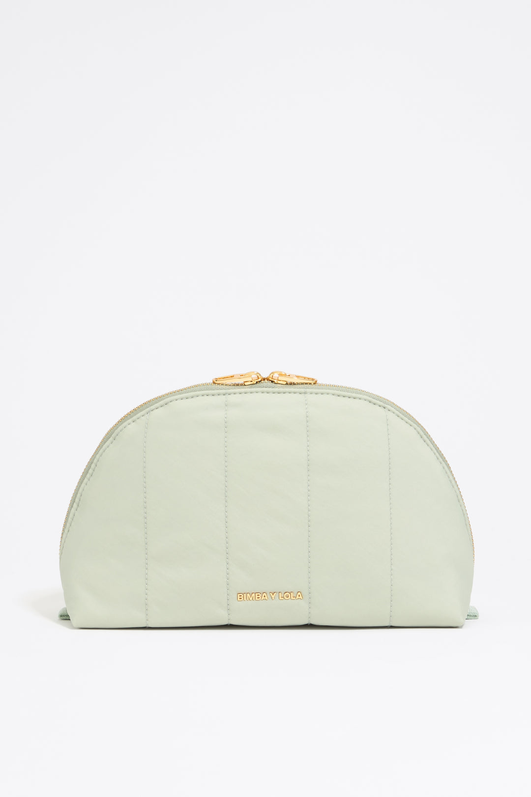 Large aquamarine nylon half-moon make-up case