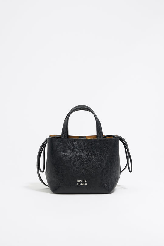 Mini black leather Chihuahua bag