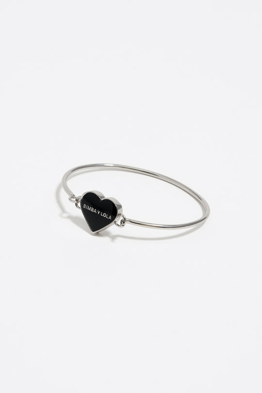 Black heart rigid bracelet
