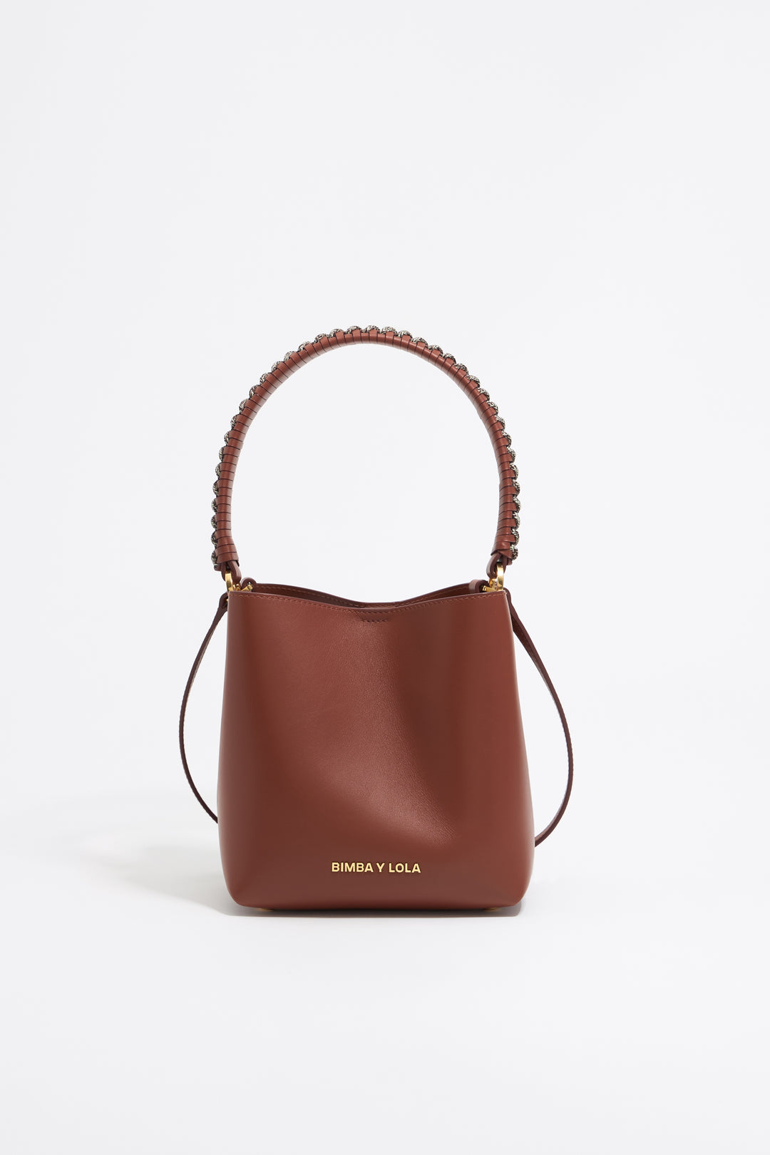 Small walnut leather Chihuahua bucket bag - MYHOLDAL LEBANON