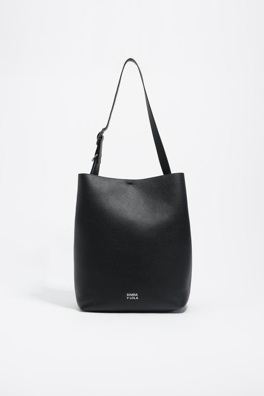 Black leather shoulder bag
