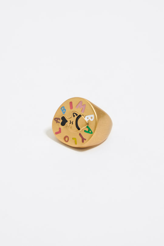 Fish coin logo ring