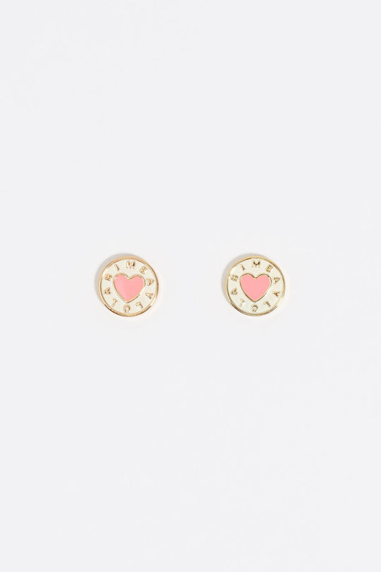Coral heart logo earrings