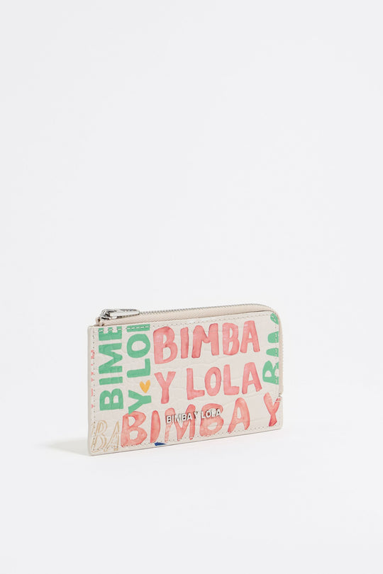 Ivory BIMBA logos print card holder/coin purse