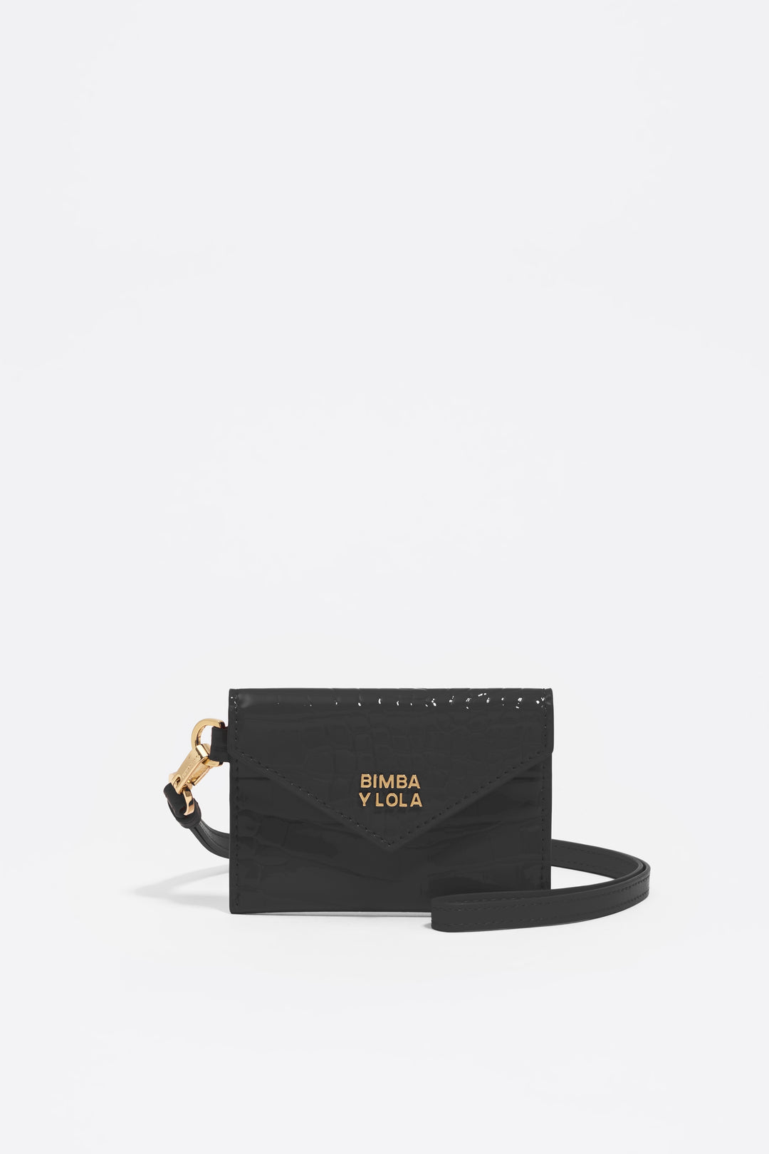 Shiny black textured coin purse
