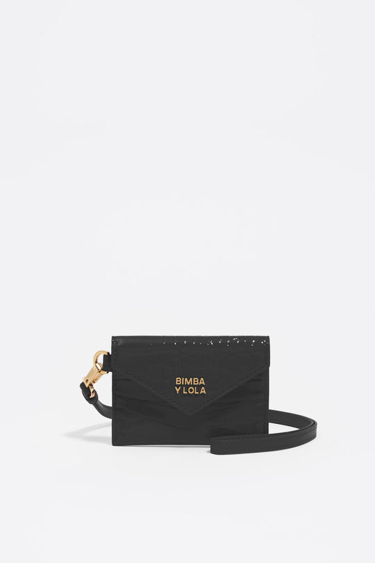 Shiny black textured coin purse