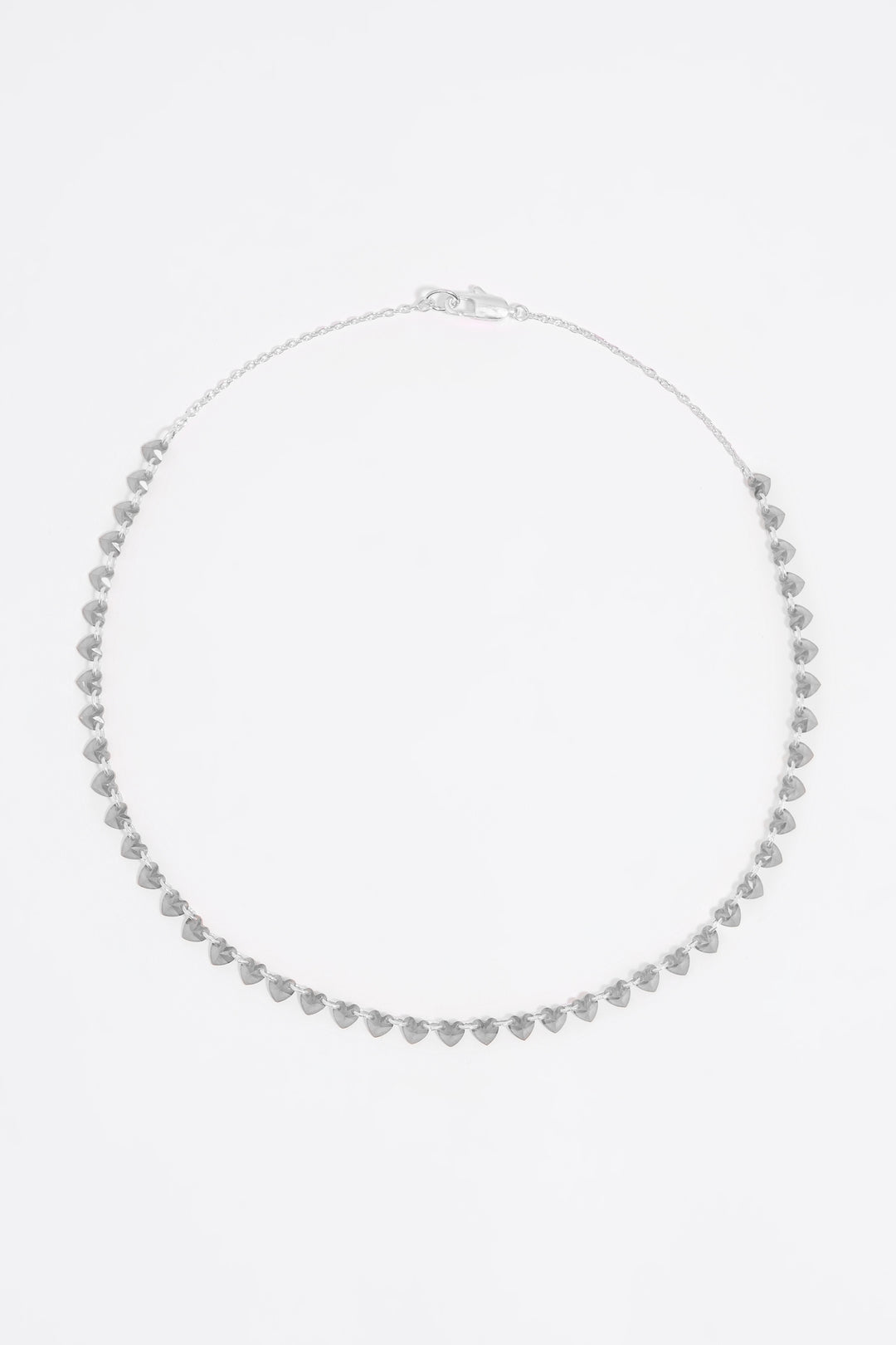 Silver hearts and crystals necklace