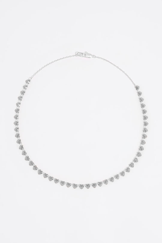 Silver hearts and crystals necklace
