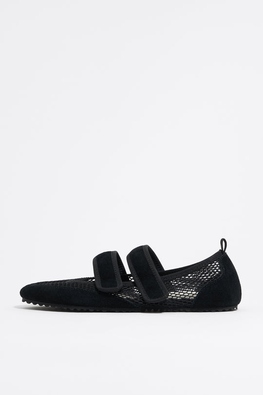 Black net sporty ballerina