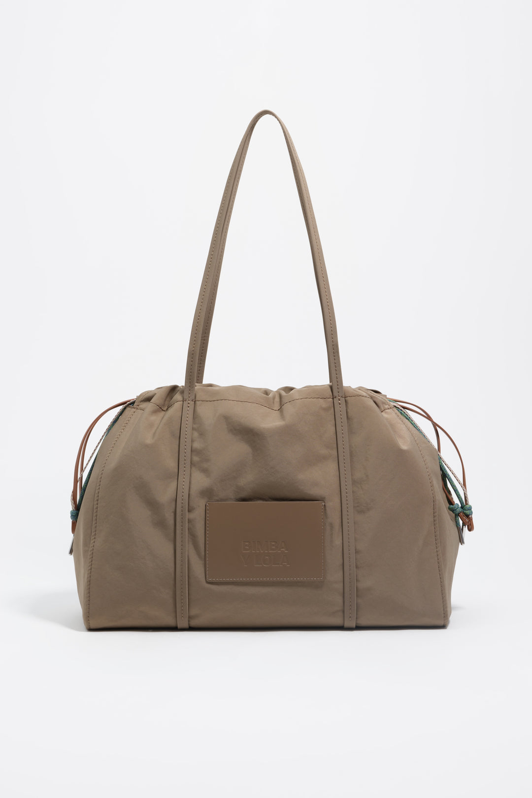 Large taupe nylon shoulder bag