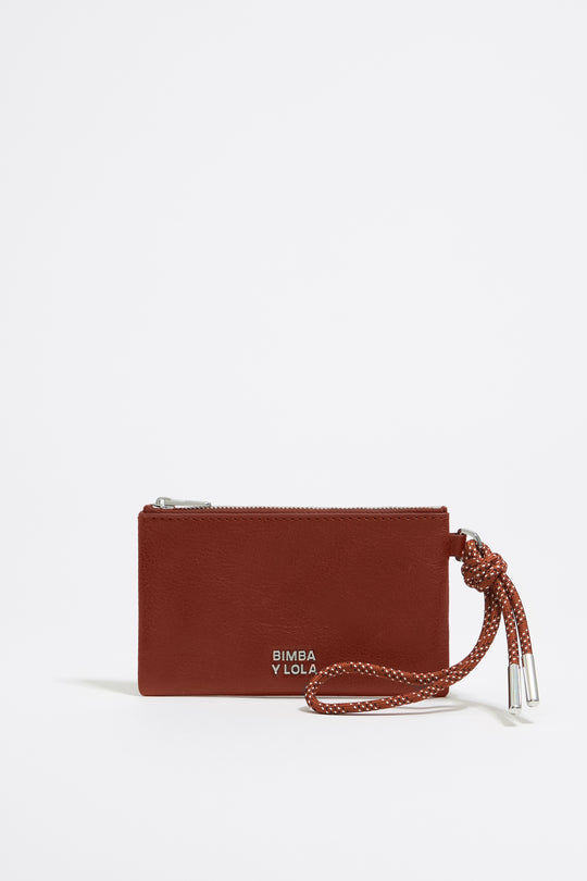 Chestnut leather coin purse - MYHOLDAL LEBANON