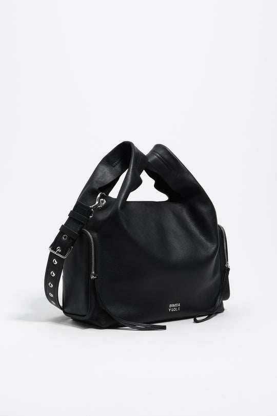 Black leather crossbody bag
