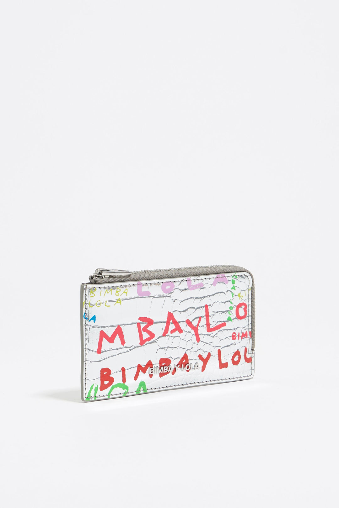 Silver BIMBA logos print card holder/coin purse - MYHOLDAL LEBANON