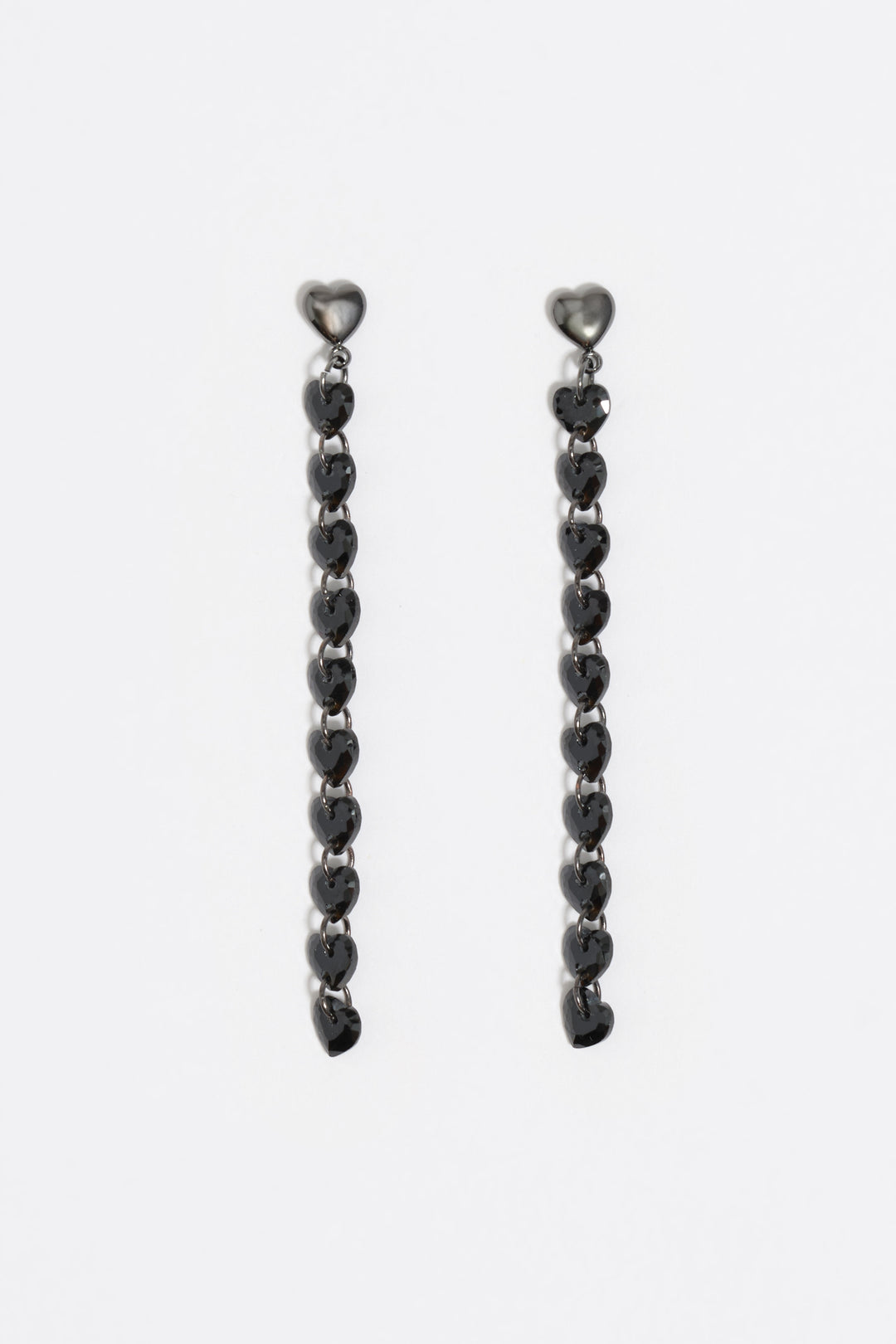 Black hearts crystals earrings