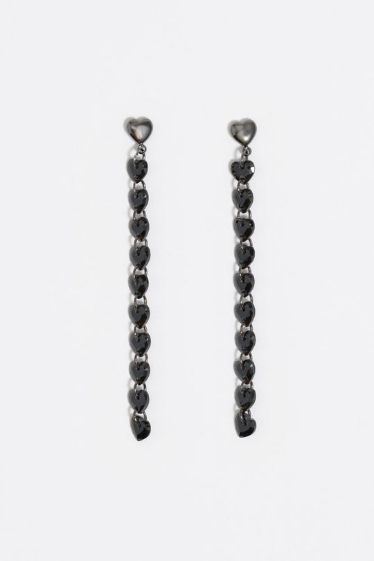 Black hearts crystals earrings