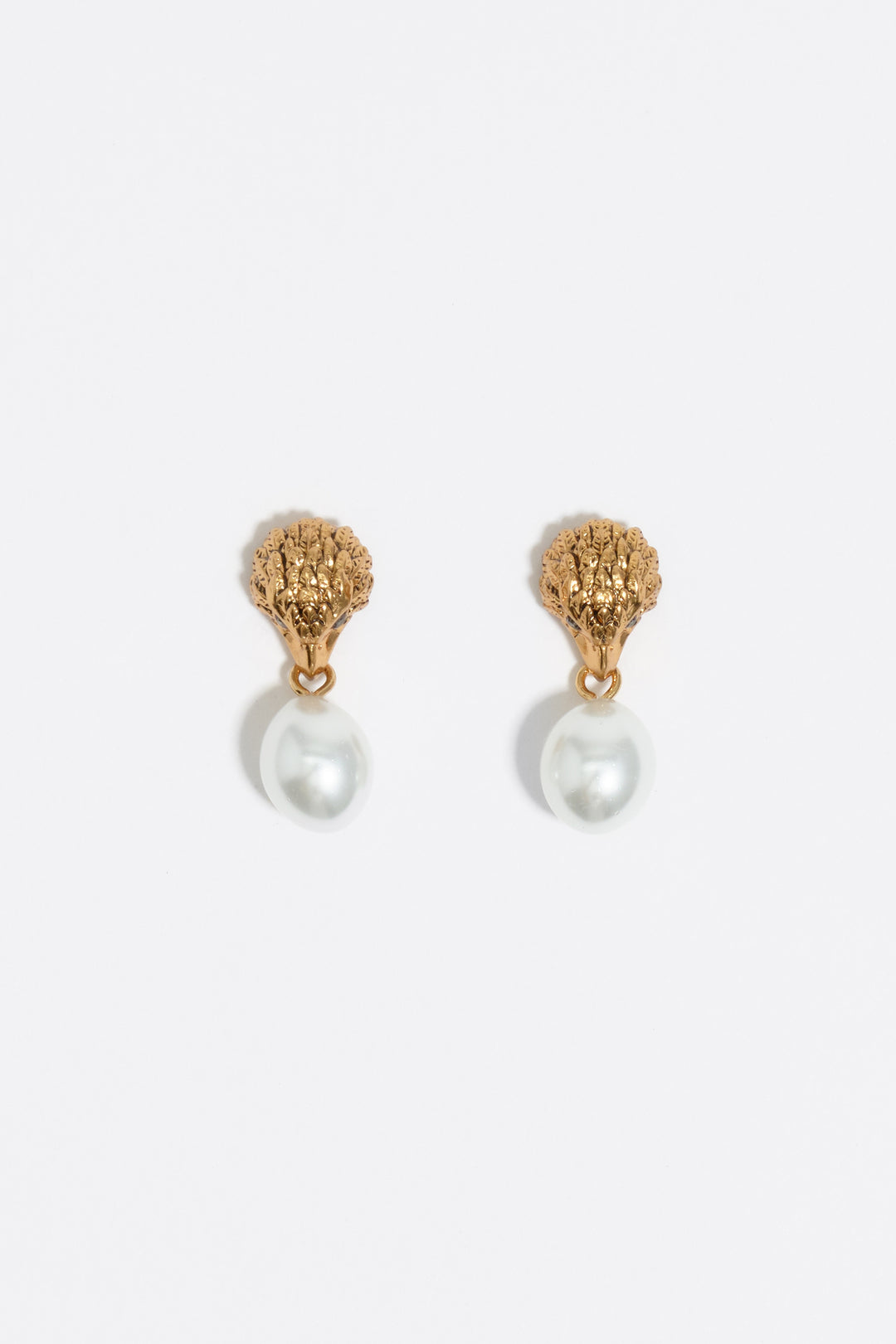 Gold pearl eagle earrings