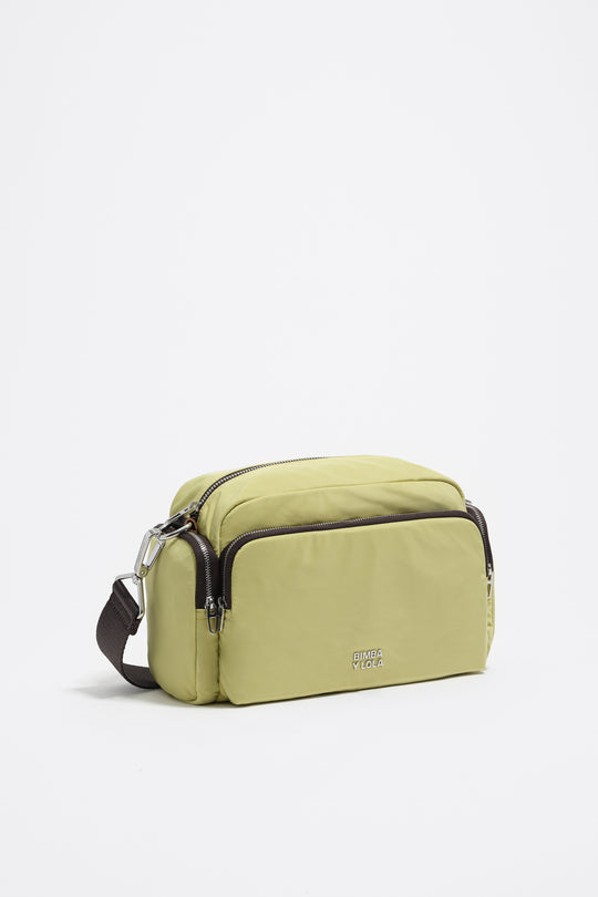 Medium pale lime nylon Pocket crossbody bag
