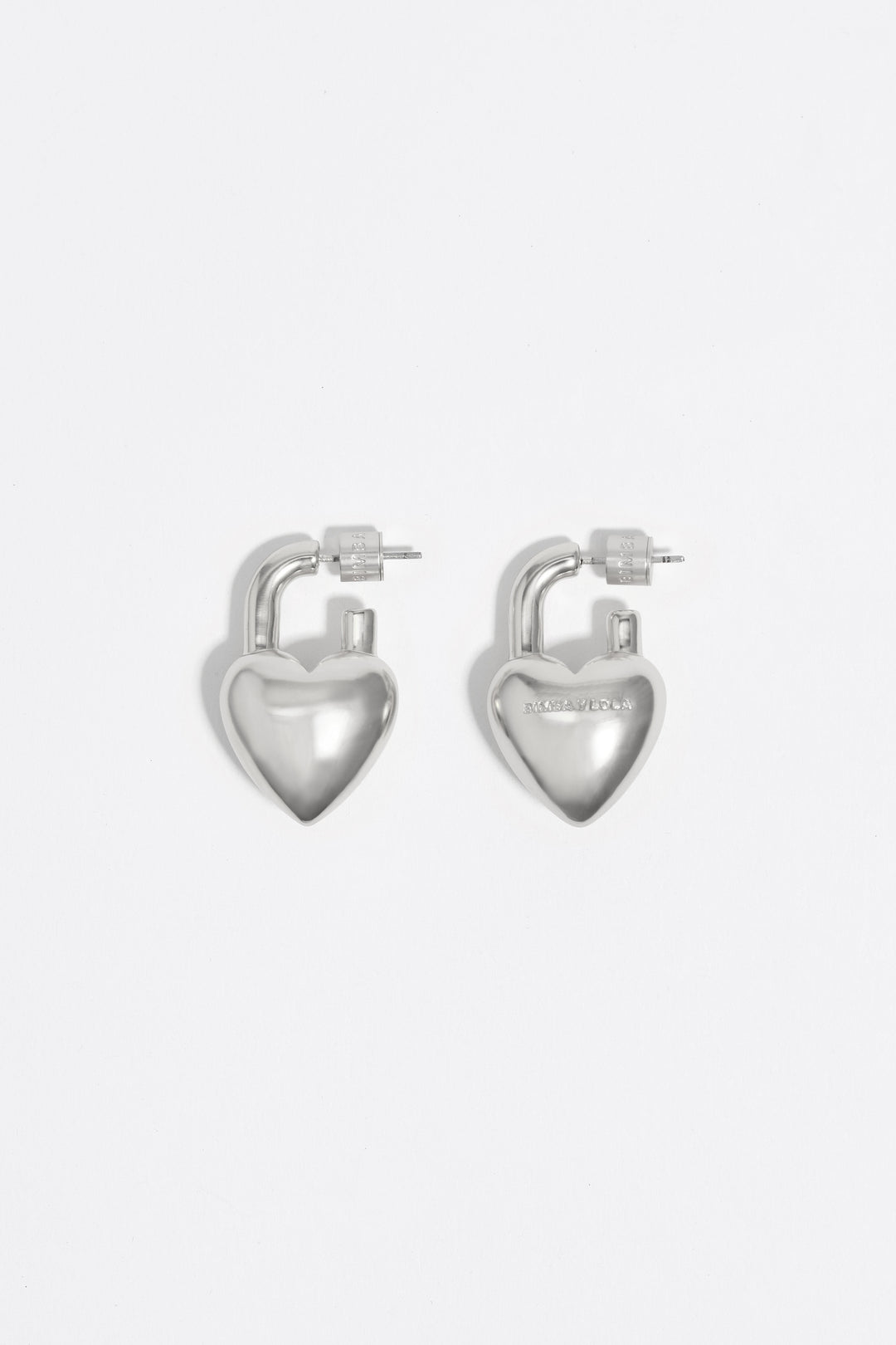 Silver padlock heart earrings