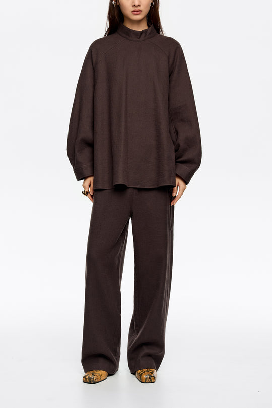Dark brown cotton/wool jogger trousers