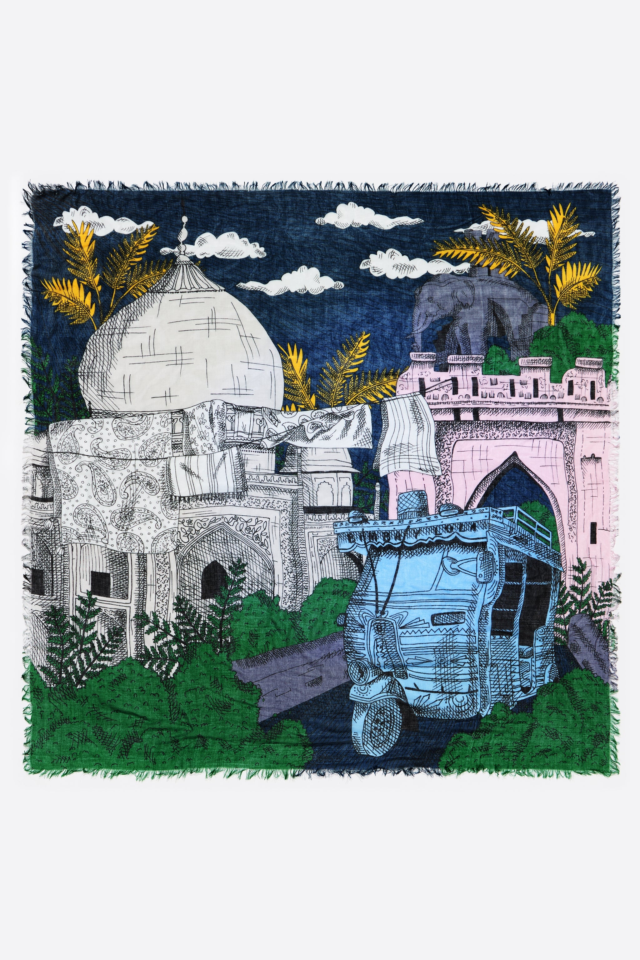 Blue Indian city shawl - MYHOLDAL LEBANON