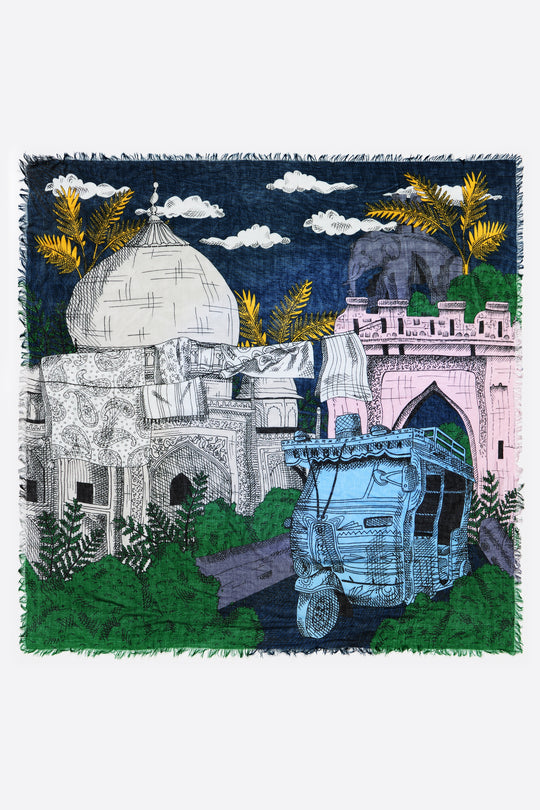 Blue Indian city shawl - MYHOLDAL LEBANON