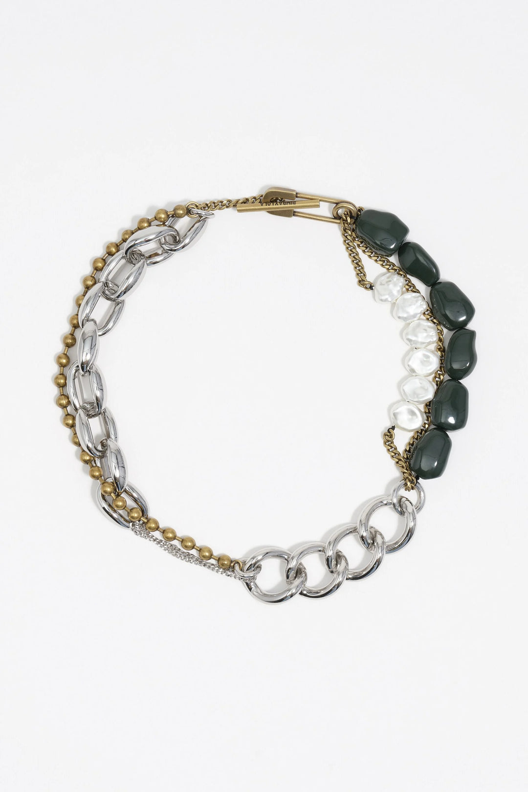 Two-tone multi-chain and pearl necklace