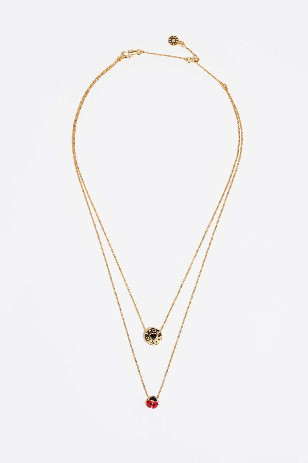 Ladybug and logo double-layer necklace
