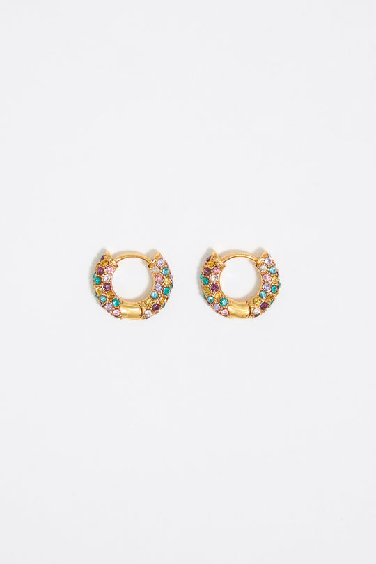 Multicolor crystal hoop earrings