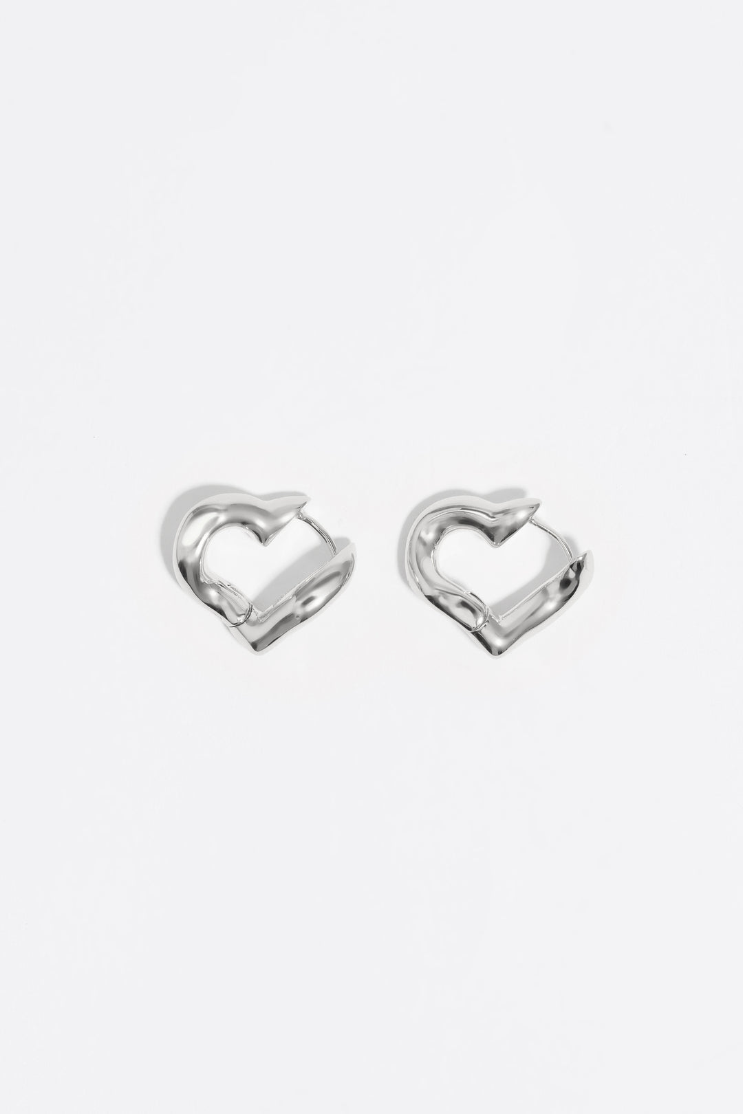 Silver heart hoop earrings