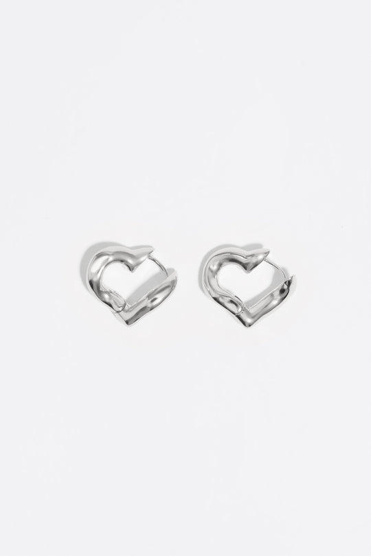 Silver heart hoop earrings