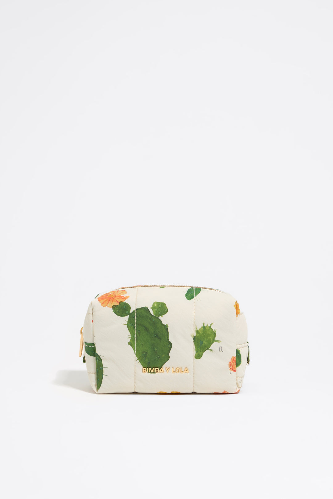 Small ivory Cactus nylon make-up case